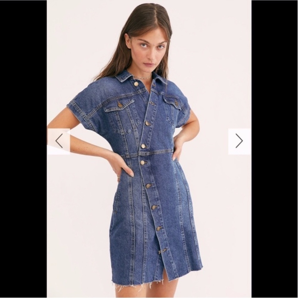 Free People Women’s Denim The City Mini Jean Dress Size Small NWT